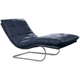 W.Schillig Relaxliege daily dreams Leder 75 x 91 x 170 cm Blau mit Kissen