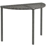 Outsunny Balkontisch Beistelltisch halbrund Polyrattan+Metall Grau 100x50x74 cm