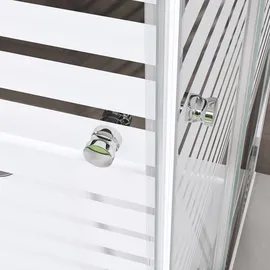 SoGood doporro Duschkabine 90x90cm Eckeinstieg Schiebetür Duschabtrennung Milchglas Streifen Eckdusche ESG Glas Höhe 190cm Ravenna16ms plus