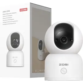 ZOSI 2K WLAN Überwachungskamera Innen, 360° Schwenkbare Kamera Indoor für Baby, 2,4/5Ghz WiFi, KI Personenerkennung, Auto-Tracking, One-Touch-Call, C518