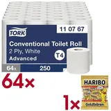 Tork Toilettenpapier »Advanced« 2-lagig - 64 Rollen inkl. Fruchtgummi »Mini Goldbären weiß