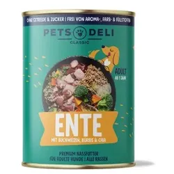 Pets Deli Nassfutter Hund Adult, Ente mit Buchweizen 6x400 g