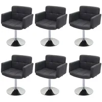 Mendler 6er-Set Esszimmerstuhl Orlando, Küchenstuhl Drehstuhl Stuhl, Kunstleder Chrom