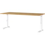 Germania DOWNEY höhenverstellbarer Schreibtisch grandson-eiche rechteckig, C-Fuß-Gestell weiß 180,0 x 80,0 cm