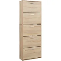 [en.casa] Schuhschrank Sykkylven 169x60x24 cm mit 5 Klappen Sonoma-Eiche