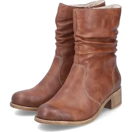Rieker Damen Stiefelette Blockabsatz Warmfutter Reißverschluss Raffung 76581, Größe:39 EU, Farbe:Braun - Braun 39