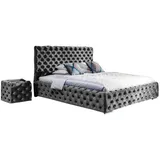 Xlmoebel Schlafzimmer-Set Samt Chesterfield Doppelbett mit elegantem Design, (3-tlg), Hergestellt in Europa grau