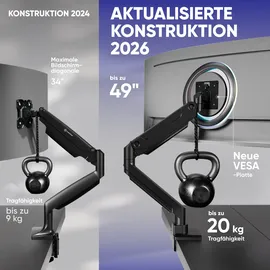 ONKRON G100-B Schwenkarm für 13-32 Zoll bis 9 kg Schwarz