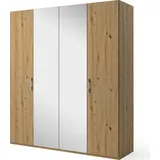 Set One by Musterring Drehtürenschrank "Henderson", braun (eiche artisan), B:201cm H:223cm T:60cm, Holzwerkstoff, SET ONE BY MUSTERRING, Schränke, Drehtürenschrank, mit Spiegel, in 2 Breiten, inkl. Fachböden und Kleiderstangen