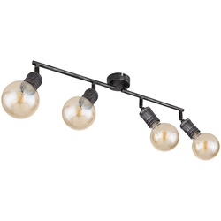 Deckenleuchte Deckenlampe Wohnzimmerlampe Esszimmerlampe Spotlampe verstellbar, Metall antik, 4 Flammig Spots beweglich E27, LxBxH 60x8x11 cm