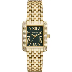 Quarzuhr MICHAEL KORS "EMERY", gold (goldfarben, dunkelgrün), Armbanduhren, Damen, Armbanduhr, Damenuhr, analog, Edelstahlarmband