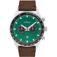s.Oliver Chronograph Analog, mit Leder Armband, Braun, 5 bar Wasserdicht, Kommt in Uhren Geschenk Box, 2033496