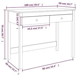 vidaXL Schreibtisch mit Schubladen Weiß 100x50x78 cm Massivholz Kiefer