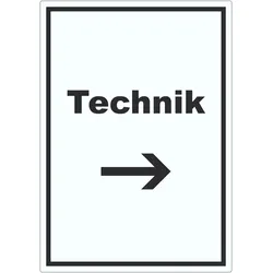 HB-Druck Technik Aufkleber mit Text und Richtungspfeil rechts Hauswirtschaftsraum hochkant A4 (210x297mm)