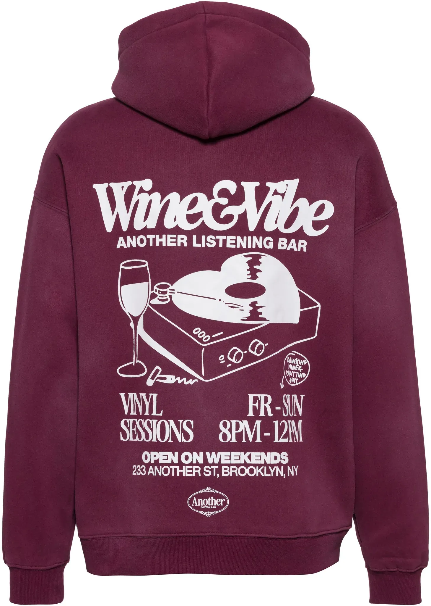 Another Cotton Lab Wine Vibe Hoodie in red, Größe XS - rot