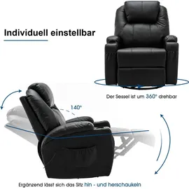 MCombo M MCombo Massagesessel Fernsehsessel Relaxsessel 7020, mit Heizung, Dreh 360° Schaukel, manuell verstellbar (schwarz-kunstleder)