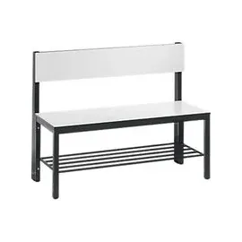 C+P Sitzbank mit Rückenlehne, Basic Plus, H796xB1000xT407mm, Gestell Schwarzgrau / Dekor Weiß (8060-310)