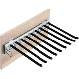 Hosenbügel aus Edelstahl, ausziehbarer Hosenbügel mit rutschfester, beflockter Rückseite, 9-fach verstellbar, für Linkshänder, platzsparende