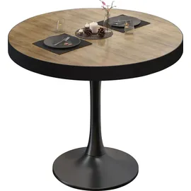 GGM Möbel Bistrotisch Ø 78 x 70 cm Eiche/Schwarz