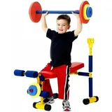 SHAIRMB Hantelbank-Set FüR Kinder, Hantel-Set FüR Spaß Und Fitness FüR Kinder, Fitness-TrainingsgeräTe FüR Kinder, Verstellbares Hantel-Spielzeug-Set, Hantelbank-Set, FüR Jungen,A