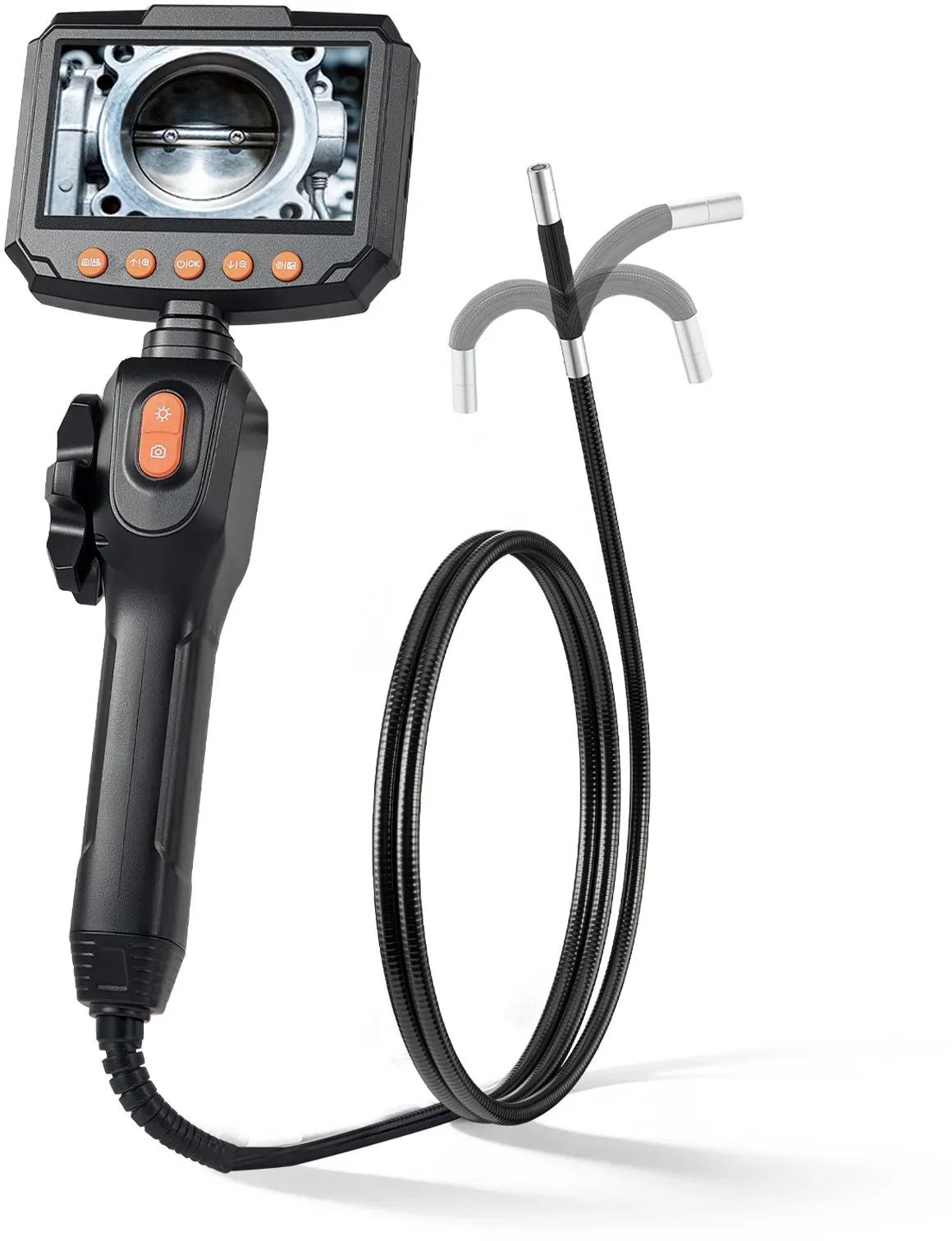 VEVOR Endoskopkamera mit Licht Drehbar, Inspektionskamera mit Zwei-Wege beweglichem Kopf, IP67 Wasserdichte Rohrkamera mit 4,3 Zoll Display 1,5m Kabel 2600mAh Akku, 6,2mm Boreskopkamera für Auto Haus