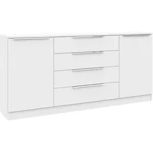 borchardt Möbel Kommode BORCHARDT MÖBEL "Oliva, Kommode mit Metallgriffen", weiß (weiß matt, weiß matt), B:166cm H:78cm T:35cm, Holzwerkstoff, Sideboards, Kommode, Modernes Sideboard mit 2 Türen und 4 Schubkästen, Breite 166 cm