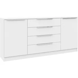 borchardt Möbel Kommode BORCHARDT MÖBEL "Oliva, Kommode mit Metallgriffen", weiß (weiß matt, weiß matt), B:166cm H:78cm T:35cm, Holzwerkstoff, Sideboards, Kommode, Modernes Sideboard mit 2 Türen und 4 Schubkästen, Breite 166 cm