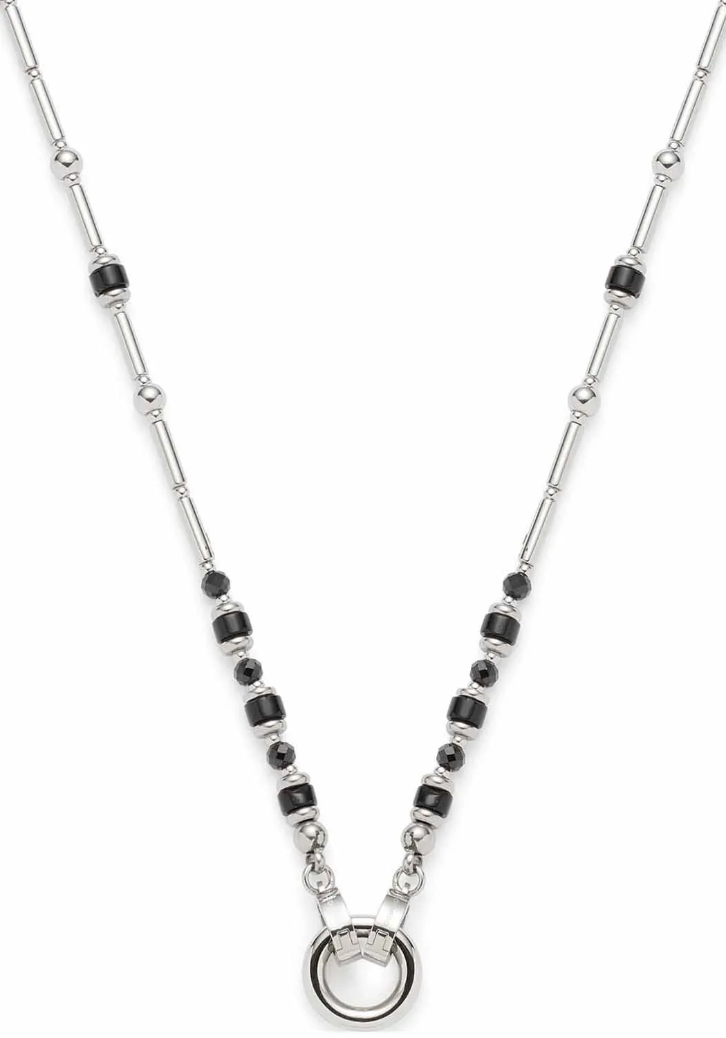 LEONARDO Charm-Kette »Halskette Osira Clip&Mix, 023294«, mit Glasperle LEONARDO edelstahlfarben-schwarz