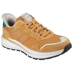 Slip-On Sneaker SKECHERS "SLADE ULTRA", Herren, Gr. 48,5, hellbraun, ockerfarben, Veloursleder, Textil, casual, Schuhe, mit Bungee Schnürung, Topseller