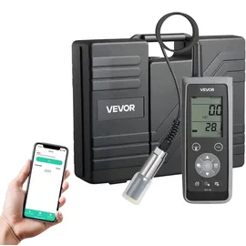 Vevor Messgerät für gelösten Sauerstoff, Messbereich 0,0–50,0 mg/L, tragbares Testset mit 4 m Elektrodenkabel & Bluetooth/USB-Datenübertragung, Speicherung von Datensätzen, DO-Messgerät