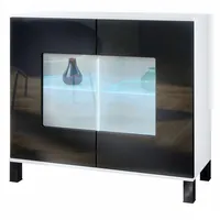 Vladon Kommode, Schwarz Hochglanz, 92.5x84.5x35 cm, Wohnzimmer, Kommoden &