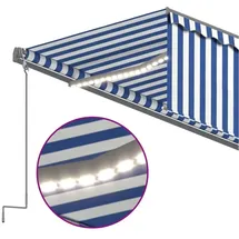 vidaXL Markise Automatisch mit Rollo LED Windsensor 6x3m Blau Weiß