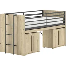 Vipack Stauraumbett Sam 90 x 200 cm Eiche dekor beige