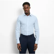 Olymp Langarmhemd "No 6 six", Herren, Gr. 40, N-Gr, bleu, Web, Obermaterial: 97% Baumwolle, 3% Elastolefin, unifarben, sehr schmal normal, 2-Knopf-Manschette, Hemden, super slim, Kentkragen, Businesshemd