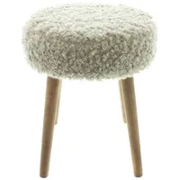 Dekoleidenschaft Hocker Schaffell Holz Ø 35 x 45 cm Beige