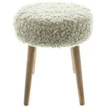 Dekoleidenschaft Hocker Schaffell Holz Ø 35 x 45 cm Beige