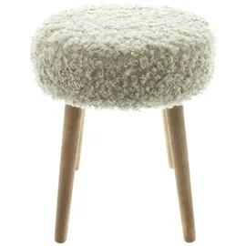 Dekoleidenschaft Hocker Schaffell Holz Ø 35 x 45 cm Beige