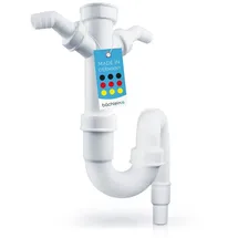 Bächlein flexibler Röhrensiphon für Küchenspüle - Geruchsverschluss mit doppeltem Geräteanschluss - Siphon für die Küchenspüle - Made in Germany