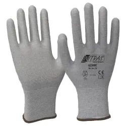 Nitras ESD-Handschuhe, Nylon-Carbon-Strick-Handschuh 6230UC-5 , 1 Karton = 240 Paar, Größe XS (5)