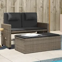 VidaXL Gartenbank Verstellbar mit Kissen Grau Poly Rattan