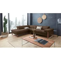 W.SCHILLIG Ecksofa finn, Designsofa mit tollem Sitzkomfort, bequem, L-Form, German Design Award 2016, Fußgestell Nussbaum natur, Breite 281 cm braun