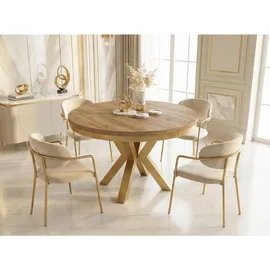 WFL GROUP Esstisch, Eiche Wotan, Holzwerkstoff, 10-Sitzer, Rund,Rund, 120x76x120 cm, Esszimmer, Tische, Esstische