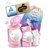 99flips Schoner Set Kinder 3-12 mit GS - Knieschoner Skaten Inliner Schützer rosa S/M