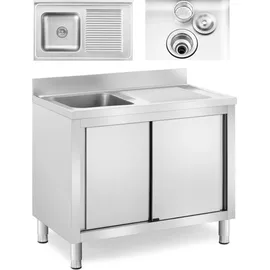 Royal Catering Spülenschrank 1 Becken - - Edelstahl 100 x 60 cm