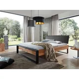 G+K Massivholzbett BE-0568 180 x 200 cm Holz Braun Eiche