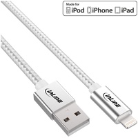 InLine Lightning USB Kabel, für iPad, iPhone, iPod, silber/Alu,