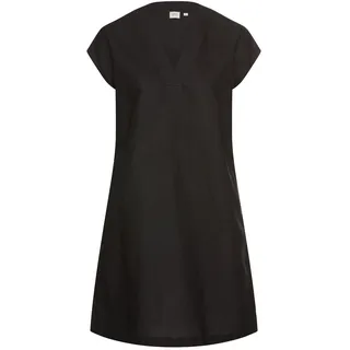 camel active Damen Kurzes Sommerkleid mit V-Ausschnitt Schwarz, Womenswear-L - L