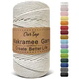 OurTop Premium Makramee Garn Natur, 5mm x 110m Macrame Cord Makramee Schnur Makramee Kordel, Garn für DIY Handwerk, Weben Dekoration, Hängepflanze Pflanze Aufhänger