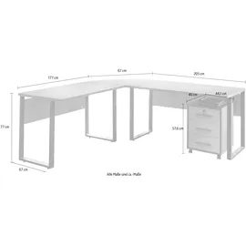 BMG Möbel Büromöbel-Set »Tabor«, (Set, 2 tlg.), weiß