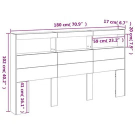 vidaXL LED-Kopfteil mit Ablage Räuchereiche 180x17x102 cm